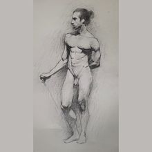 Desnudo masculino (academia). Drawing, and Realistic Drawing project by Paula Jiménez - 05.22.2021