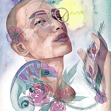 Mein Kursprojekt: Illustriertes Porträt mit Aquarell. Traditional illustration, Fine Arts, Painting, Drawing, Watercolor Painting, Portrait Drawing, and Artistic Drawing project by Sabrina Wohlfeil - 09.26.2021