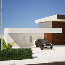 FACHADA MODERNA + INTERIOR DO QUARTO MASTER. Furniture Design, Making, Interior Design, Lighting Design, and 3D Animation project by Rafaela Rodrigues - 09.26.2021