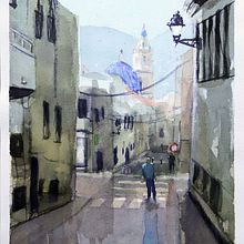 Mi Proyecto del curso: Paisajes urbanos en acuarela. Watercolor Painting, Fine Arts, and Architectural Illustration project by Santiago Tormos - 09.27.2021