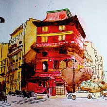 My project in Architectural Sketching with Watercolor and Ink course. Sketching, Drawing, Watercolor Painting, Architectural Illustration, Sketchbook & Ink Illustration project by Cesar Chirinos-Garcia - 09.27.2021