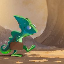 Camaleón traviesín. Un proyecto de Ilustración tradicional, Diseño de personajes, Dibujo e Ilustración digital de Ruben Castañeda - 26.09.2021