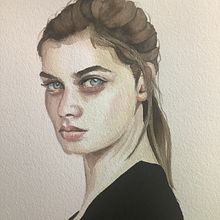 My project in Watercolor Portrait from a Photo course. Un proyecto de Ilustración tradicional, Pintura a la acuarela y Dibujo de Retrato de janehopem - 29.09.2021