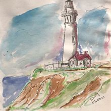 Pigeon Point Lighthouse (Tutorial) . Ilustrație tradițională de Adam Baars - 09.29.2021