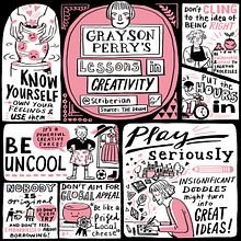 Grayson Perry's lessons in creativity - Sketchnote Ein Projekt aus dem Bereich Traditionelle Illustration, Informationsdesign und Infografik von Scriberia - 29.09.2021
