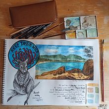 My project in Watercolor Travel Journal course - Coles Bay - Tasmania. Traditional illustration, Watercolor Painting, Architectural Illustration, and Sketchbook project by sol_n_art - 09.29.2021