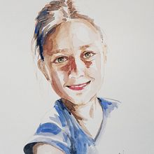 Mon projet du cours : Portraits à l’aquarelle : saisissez la personnalité de votre modèle. Projekt z dziedziny  Sztuki piękne,  Malarstwo, Malowanie akwarelą i Portret użytkownika annick_cohen - 30.09.2021