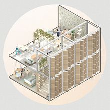 Green Wall Kinetic Facade. Architecture, Architectural Illustration, Interior Decoration, Design, and Traditional illustration project by PAKKA - 09.30.2021