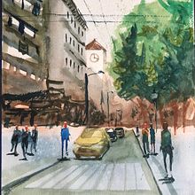 Mi Proyecto del curso: Paisajes urbanos en acuarela. Un progetto di Belle arti, Pittura ad acquerello e Illustrazione architettonica di Jonathan Puerres - 29.09.2021