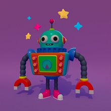 Robot 3D. 3D Modeling, Traditional illustration, and Design project by Rafael González - 10.03.2021