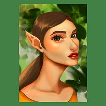Meu projeto do curso: Retrato digital no Photoshop com um toque de fantasia - Elfa. Traditional illustration, Drawing, Digital Illustration, Portrait Drawing, Digital Drawing, and Digital Painting project by Nathalia Beatriz de Felipe - 10.02.2021