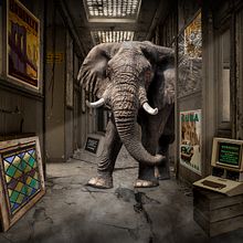 Wild elephant at Cinema Studios. Un progetto di Fotografia, Postproduzione fotografica, VFX, Ritocco fotografico, Fotografia artistica, Composizione fotografica e Fotomontaggio di Francesc Morera - 01.10.2021