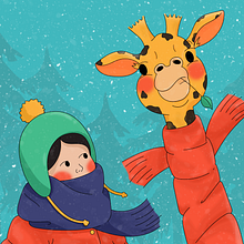 the giraffe and the boy. Un proyecto de Ilustración infantil, Ilustración tradicional y Diseño de personajes de Busra Yuce - 20.01.2021