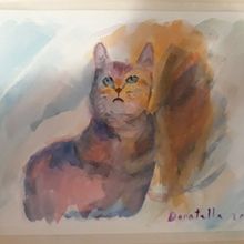 Gatto ad acquerello . % Donatella tarafından hazırlanan Geleneksel illüstras, Ve on projesi - 10.03.2021