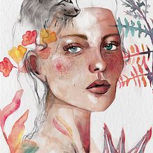 Il mio progetto del corso: Ritratto illustrato ad acquerello. Ilustração tradicional, Artes plásticas, Pintura, Desenho, Pintura em aquarela, Desenho de retrato, e Desenho artístico projeto de Perla Giraudo - 04.10.2021