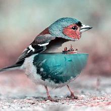 Aquanimal - Birdy. Traditional illustration, Photo Retouching, and Design project by Julien Tabet - 02.17.2018