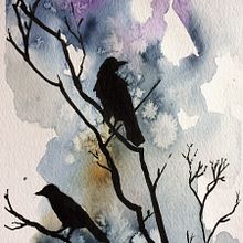 Corvids. Een project van Traditionele illustratie y Aquarelschilderen van Terri Bate - 05.10.2021