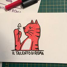 Il Talento di Roma - A logo with a sort of mascotte for a webmagazine (fb, Instagram and website) about Rome. The cat is a sort of feline version of the iconic New Yorker character, with some sort of "sprezzatura" that makes him a natural snob. ;). Un progetto di Design, Design di loghi, Graphic design, Character design, Illustrazione tradizionale e Illustrazione digitale di Gianluca Manna - 06.10.2021