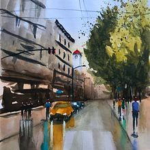 Mi Proyecto del curso: Paisajes urbanos en acuarela. Projekt z dziedziny  Sztuki piękne, Malowanie akwarelą,  R i sunek architektoniczn użytkownika kingsjoak - 06.10.2021