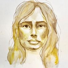 Meu projeto do curso: Retrato artístico em aquarela. Fine Arts, Painting, Watercolor Painting, and Portrait Drawing project by carolina bonani - 10.06.2021