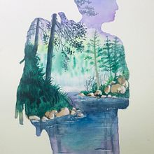 My project in Double Exposure Watercolor: Painting Nature course. Traditional illustration, Watercolor Painting, Realistic Drawing, and Naturalistic Illustration project by YAN BAI - 10.07.2021