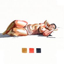 Desnudo mujer. Pintura em aquarela, e Artes plásticas projeto de Begoña Blázquez Parro - 02.10.2021