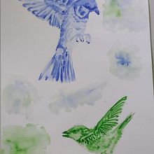 Gorriones. . Lukisan Cat Air proyek oleh Lya Bencosme - 10.11.2021