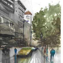 Tentativo di paesaggio plastico. Watercolor Painting, Fine Arts, and Architectural Illustration project by Antonella Cicconi - 09.10.2021
