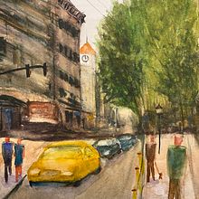Mon projet du cours : Paysages urbains à l’aquarelle. Watercolor Painting, Fine Arts, and Architectural Illustration project by Nathalie Hamel - 10.11.2021