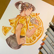 Tangerine (Copic Markers). Traditional illustration, and Manga project by Caio Yo - 10.15.2021