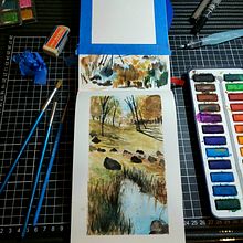 Arboleada de algún sur, seguramente. . Fine Arts, Painting, and Watercolor Painting project by Katia Pérez - 10.07.2021