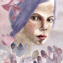 My project in Illustrated Portrait in Watercolor course. Traditional illustration, Fine Arts, Painting, Drawing, Watercolor Painting, Portrait Drawing, and Artistic Drawing project by eluned_eleven - 10.17.2021