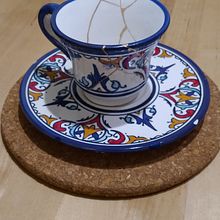 Moroccan cup's rebirth by kintsugi. Arts, Crafts, Fine Arts, Ceramics, and DIY project by takahame - 10.17.2021