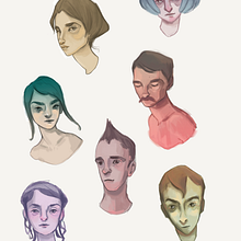 Caras. Un proyecto de Ilustración tradicional, Diseño de personajes, Dibujo digital y Diseño digital de Mara Gallego - 19.10.2021