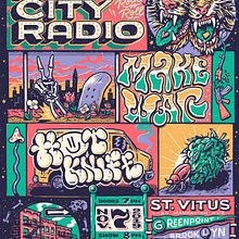 Saint Vitus Show Poster. Un progetto di Design di poster , Serigrafia, Illustrazione tradizionale, Illustrazione digitale, Design, Direzione artistica, Graphic design, Musica, Tipografia, Design tipografico, Lettering, Lettering digitale, H e lettering di David Leutert - 07.10.2019