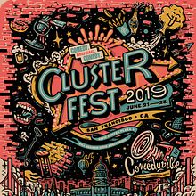 Clusterfest 2019 Poster. Un progetto di Design di poster , Design, Illustrazione tradizionale, Pubblicità, Graphic design, Tipografia, Design tipografico, Fumetto, Lettering, Lettering digitale, H e lettering di David Leutert - 06.06.2019