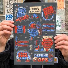 BLM Sticker Sheet. Un progetto di Illustrazione tradizionale, Design, Disegno, Disegno digitale, Graphic design, Tipografia, Design tipografico, Lettering, Lettering digitale, H e lettering di David Leutert - 09.06.2020