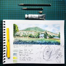 Mi Proyecto del curso: Cuaderno de viaje en acuarela. Projekt z dziedziny Trad, c, jna ilustracja, Malowanie akwarelą, Sketchbook,  R i sunek architektoniczn użytkownika Carlos Justiniano - 21.10.2021