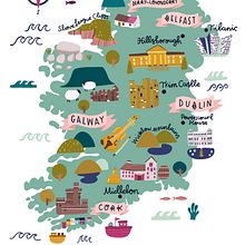 Tourism Ireland x The Telegraph. Ilustração tradicional e Ilustração digital projeto de Lauren Radley - 01.12.2019