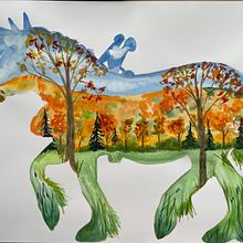 Mon projet du cours : Aquarelle avec une double exposition : peinture de la nature. Een project van Traditionele illustratie, Aquarelschilderen, Realistische tekening y Naturalistische illustratie van Marie-Justine Roy - 23.10.2021