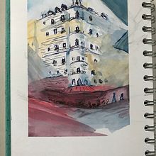 My project in Architectural Sketching with Watercolor and Ink course. Un progetto di Bozzetti, Disegno, Pittura ad acquerello, Illustrazione architettonica, Sketchbook e Illustrazione con inchiostro di charlotte961 - 22.10.2021