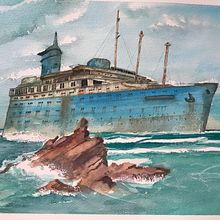 ship wreck - based off a picture found on the web by unknown author. Watercolor Painting, and Traditional illustration project by Joao Monteiro - 10.24.2021