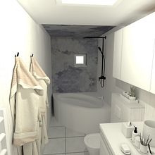 Living room, Hallway and Bathroom renovation on a budget. Interior Design, Interior Architecture, and Architecture project by Alexandra Pasare - 10.26.2021