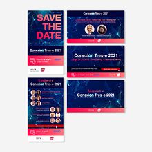 Flyers para promoción e información de un evento online. Un proyecto de Diseño, Diseño gráfico, Br e ing e Identidad de Jonatán Mira - 26.10.2021