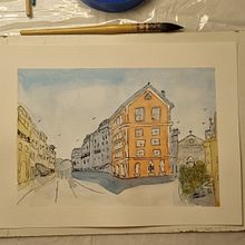 Meu projeto do curso: Representação arquitetônica com aquarela. Un progetto di Illustrazione tradizionale, Bozzetti, Disegno, Pittura ad acquerello, Illustrazione architettonica e Sketchbook di Vanessa Kalil Cabello Ferraz Araujo - 27.10.2021