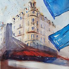 paesaggio urbano Parigi. Un projet de Esquisse , Dessin, Aquarelle, Illustration architecturale, Carnet de croquis et Illustration à l'encre de m - 28.10.2021