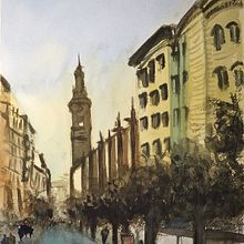 Mi Proyecto del curso: Paisajes urbanos en acuarela. Projekt z dziedziny Malowanie akwarelą,  Sztuki piękne,  R i sunek architektoniczn użytkownika Teo Basterra - 29.10.2021