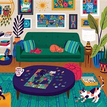 Puzzler's Paradise Puzzle for Badge Bomb. Traditional illustration project by Allison Cole - 10.31.2021
