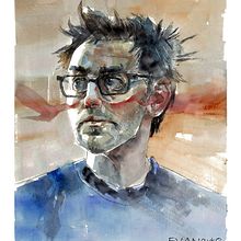 Watercolor James Gunn. Fine Arts, Painting, Watercolor Painting, and Portrait Drawing project by Ivan Oliva - 10.30.2021