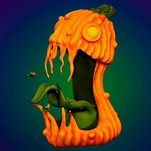 Screaming pumpkin. 3D, Character Design, Sculpture, 3D Animation, 3D Modeling, Concept Art, 3D Character Design, 3D Design, and Digital Design project by BowMind - 10.31.2021